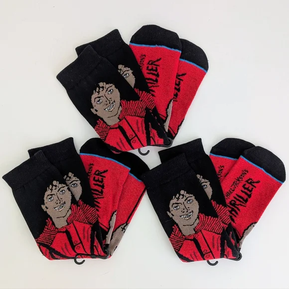 3 Pairs NEW Michael Jackson Thriller Socks UNISEX 1980s Pop Culture 80s 90s MJ - Picture 2 of 9